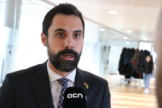 Catalan parliament speaker Roger Torrent at the Francophonie Parliamentary Assembly in Switzerland (by Alan Ruiz Terol)
